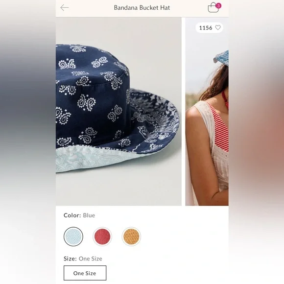 NWT Free People Bandana Bucket Hat - blue - one size - Picture 8 of 11